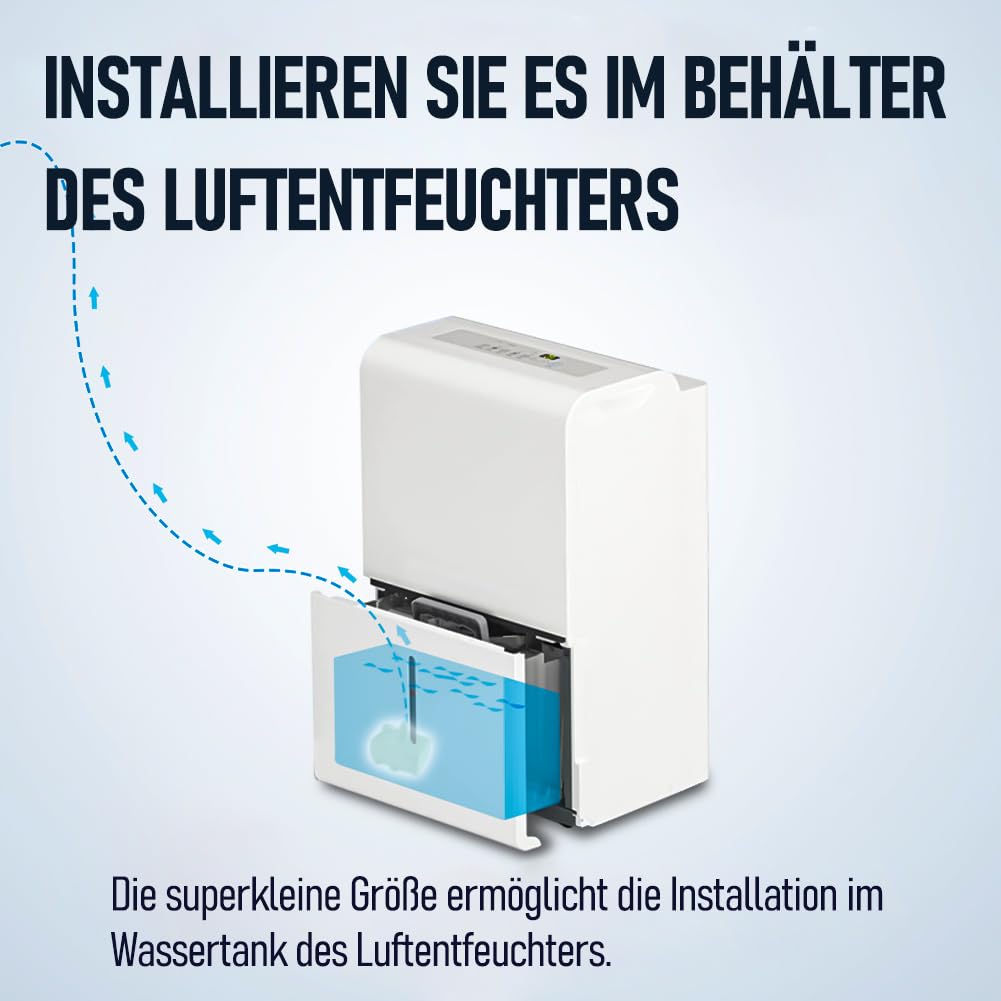 Automatische kleine Tauchpumpe mit Wassersensor, 2,5m 280L/h Mini-Kondensatpumpe, Wasserablauf für Entfeuchter, Klimaanlage, Eismaschine, Keller, Bautrockner, automatisches Ein Aus 6