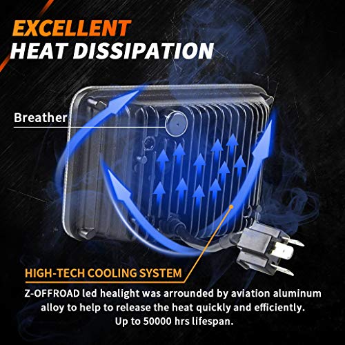 image for Z-OFFROAD 4pcs 60W Rectangular 4x6 Led Headlights Dot Approved H4656 H
