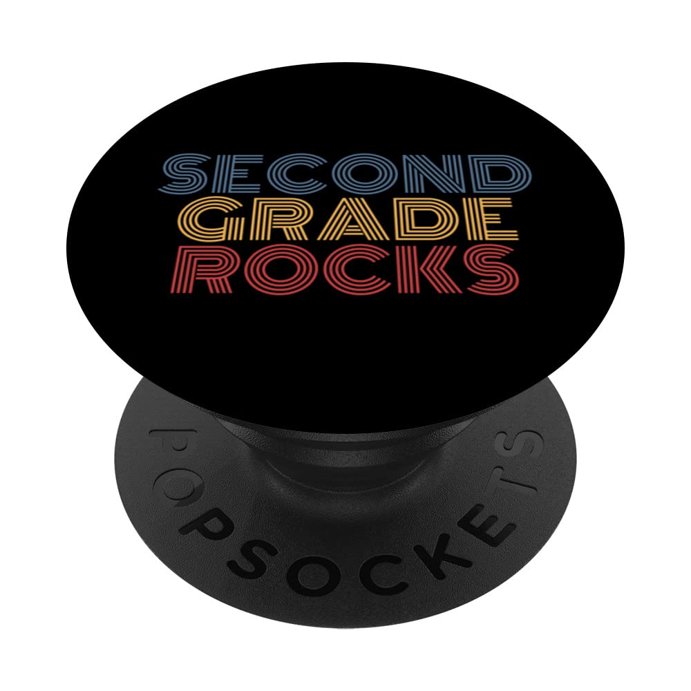 Second Grade Rocks 2nd Grade Rocks Teacher Student retro PopSockets Swappable PopGrip