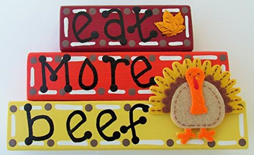 Thanksgiving Block Décor, Eat More Beef Shelf Sitter