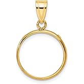 Generic 14k Yellow Gold Polished 16.5mm Prong Coin Bezel Pendant