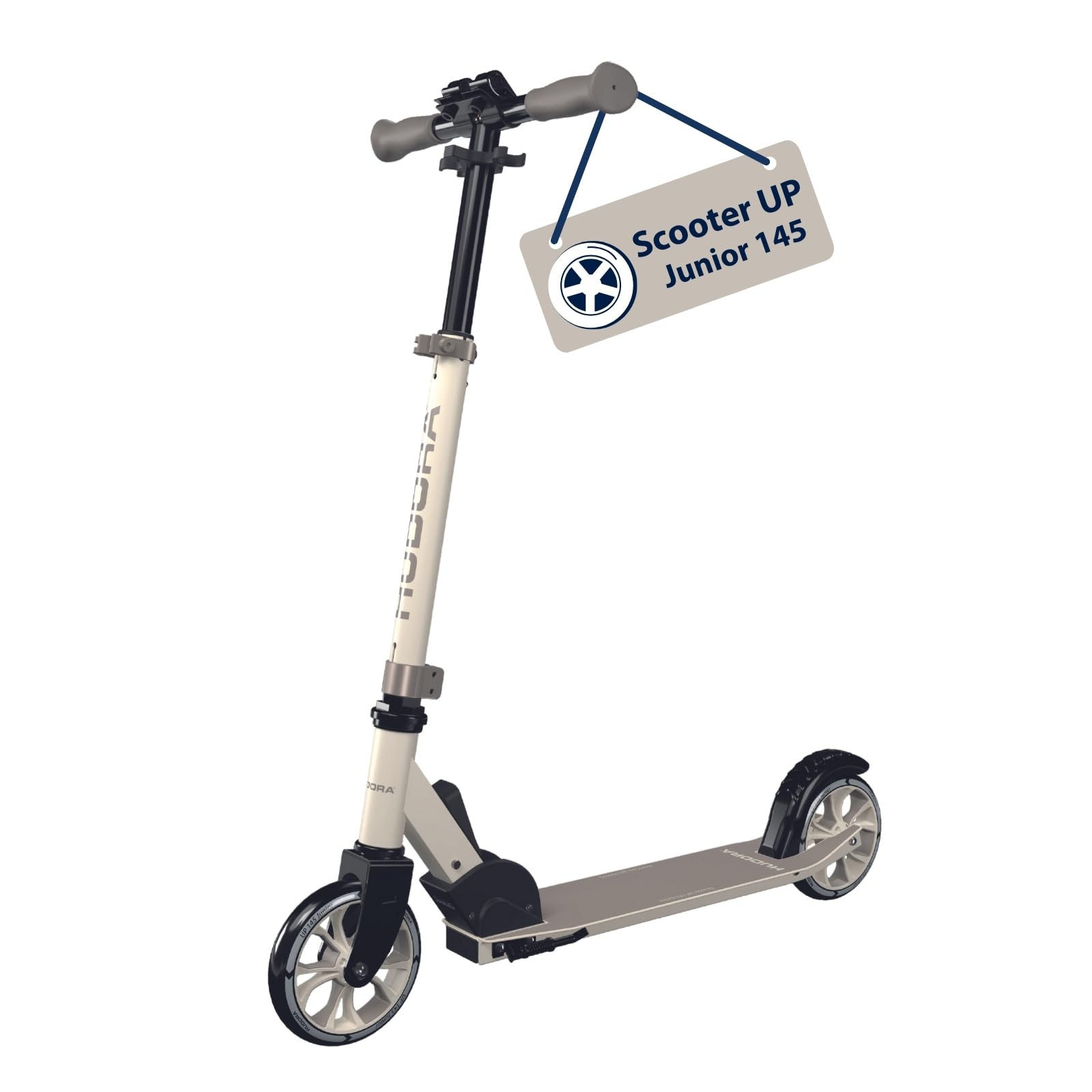 HUDORA Scooter Up 145 Junior - pearl safe children's scooter from 3 years - Foldable city scooter with 145 mm wheels - Height-adjustable scooter for boys & girls up to 60 kg