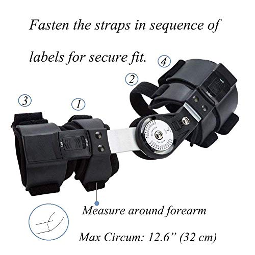 Hinged ROM Elbow Brace, Adjustable Post Op Elbow Brace with Strap for Support Post Op Injury Recovery (Right)