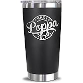Emily Gift Best Poppa Ever Engraved Stainless Steel Tumbler - 20oz - Father's Day, Christmas Gifts - Ideal for Travel, Hiking, Daily Use