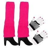 Zilo Novelties Leg Warmers 80s and Black Fishnet Gloves | 1980's Style Costume Accessories for Women