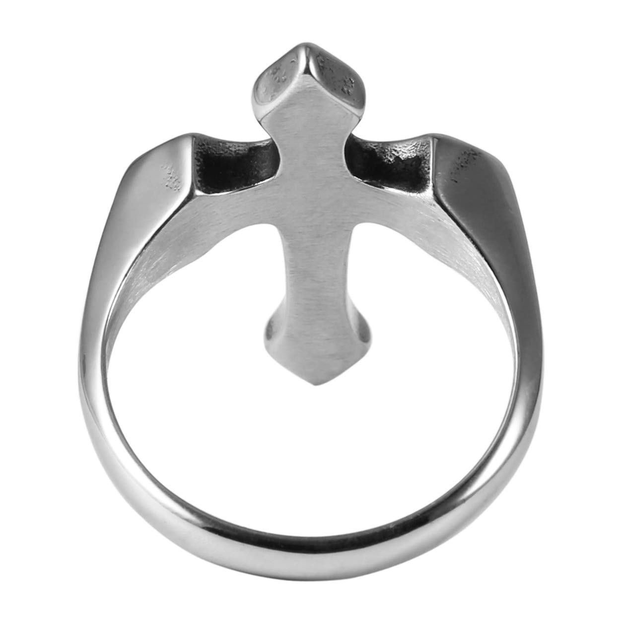 HZMAN Retro Simple Unisex Christian Stainless Steel Religious Cross Ring.