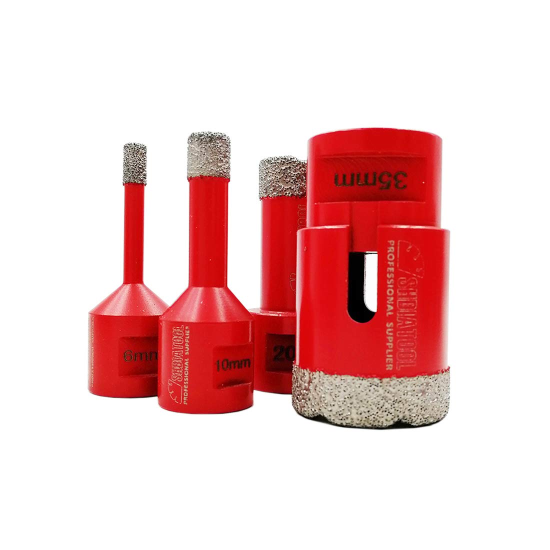 SHDIATOOL Dry Diamond Drill Core Bits 4pcs / Set Diameter 6/10/20/35mm Vacuum Brazed Hole Saw M14 Thread for Tile Porcelain Granite Marble