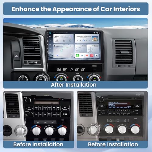 Car Radio for Toyota Tundra 2007-2013: Sequoia 2008-2018 Android 13 10.1 Inch Touch Screen 64GB Car Radio Wireless CarPlay Android Auto GPS Navigation Bluetooth 5G WiFi Mirror Link SWC Backup Camera