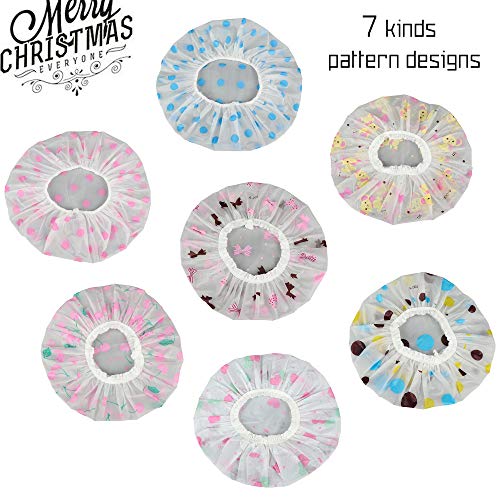 Milacolato 20Pcs Assorted Waterproof Shower Caps EVA Plastic Material Flower Printed Elastic Band for Women Girls Children Bath Salon Caps