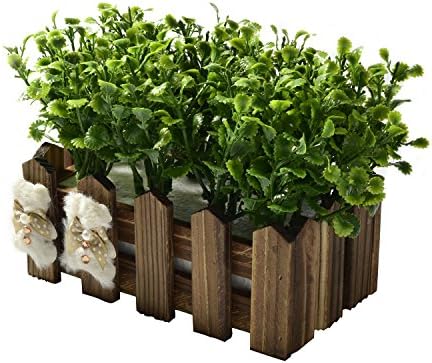 TRIEtree Artificial Peppermint Grass Bonsai, Wooden Mini Creative Fence Bonsai Plastic Artificial Plant Potted for Office Home Living Room Table Decor