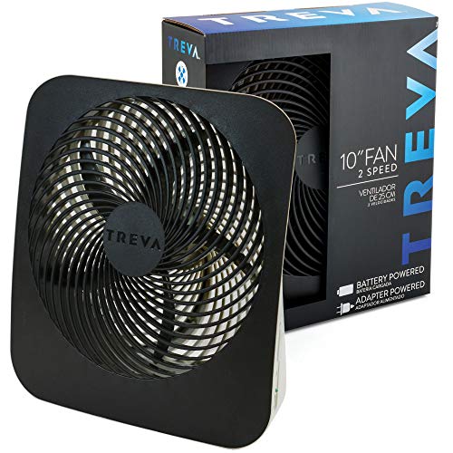 Treva 10Inch Portable Desktop Battery Fan, Powered by Battery and/or