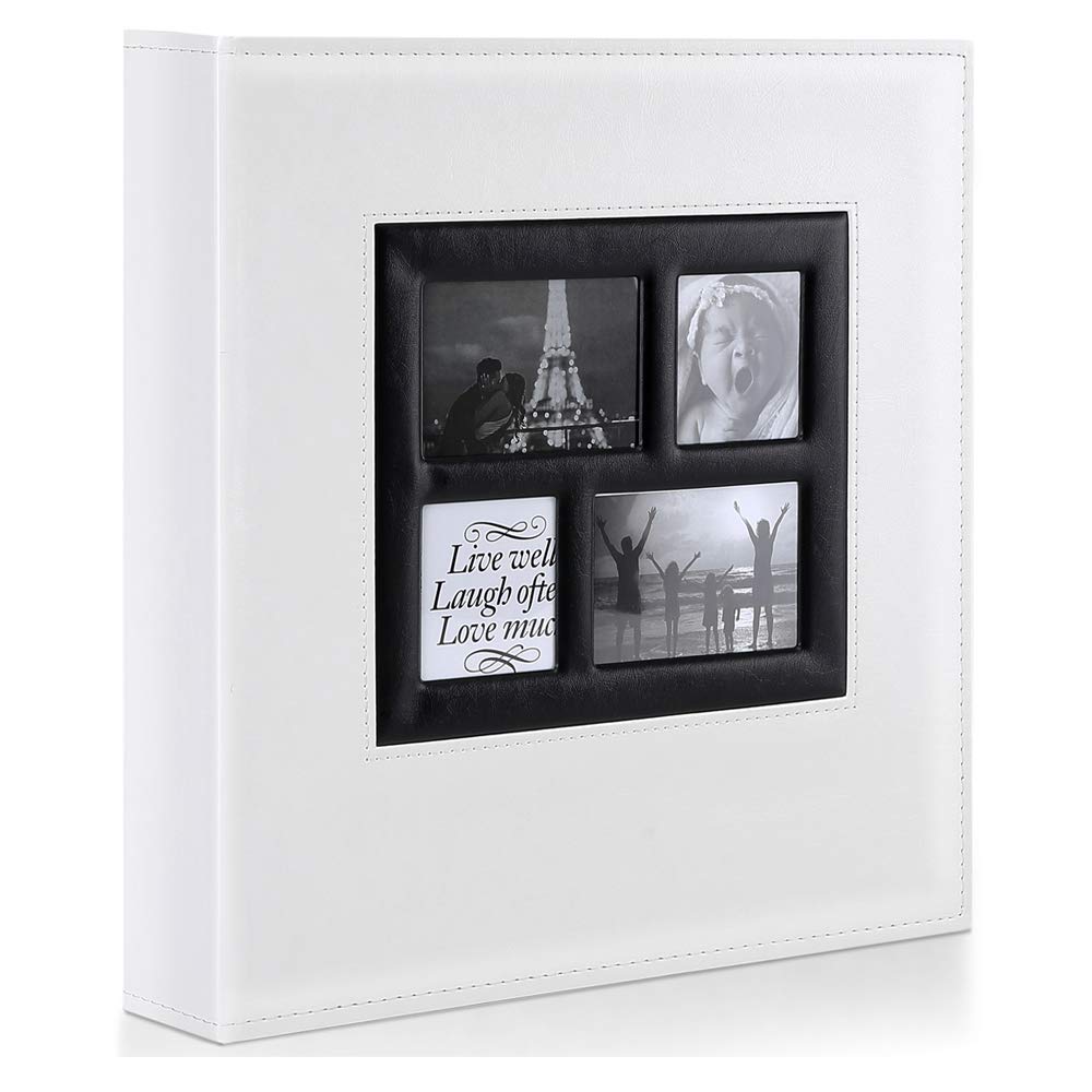 Benjia Photo Album 1000 Pockets 6x4 Photos, Extra Large Size Leather Cover Slip in Wedding Family Photo Albums that Holds 1000 6x4" / 10x15cm Photos White