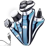 Hatteker 4 in 1 Electric Razor for Men Rotary Shavers Electric Shaver Waterproof Facial Brush Precision Trimmer Nose Trimmer CordlessUSB Rechargeable Birthday Gifts Anniversary Gifts Fathers Day Gift