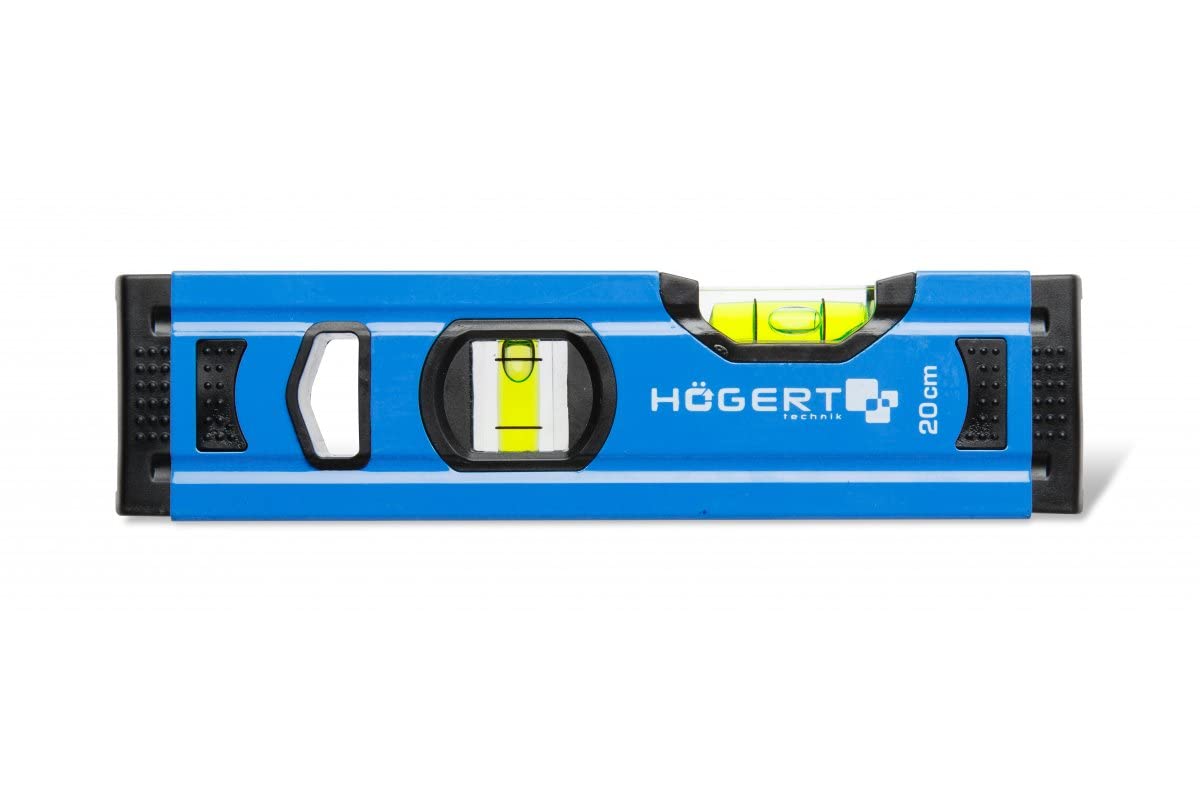 Högert Technik - Spirit Level 20 cm, Features 2 Levels: 0° / 90°, Aluminium Spirit Levels, Shock Absorbing end caps, Size: 20 x 5.65 x 2.1 cm, HT4M001-D — image 1