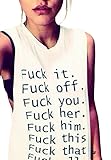 AMiERY Womens White Funny T Shirts with Saying Cut Out Juniors Sleeveless Shirts
