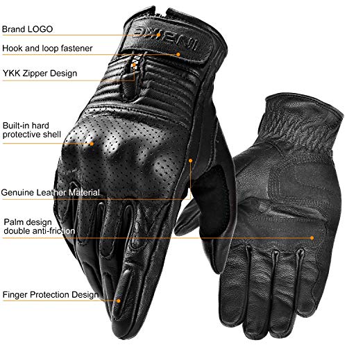 image for INBIKE Motorcycle Genuine Leather Gloves Men's Protective Motorbike Gl