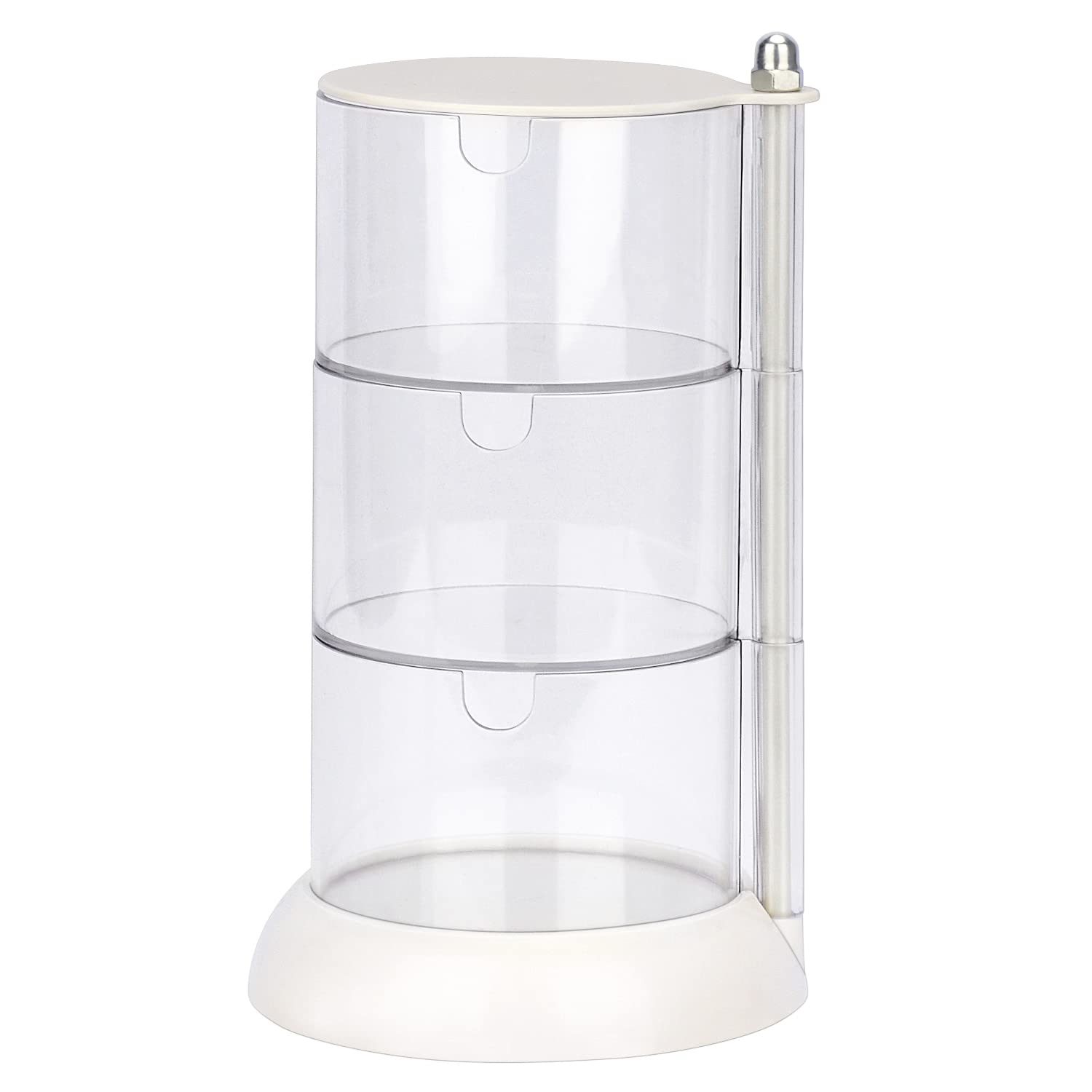 JessLab 3 Layer Clear Jewelry Organizer, 360° Rotatable Acrylic Hair Accessory Organizer, Hair Clip, Hair Tie, Earring Organizer Storage for Bathroom Vanity Countertop