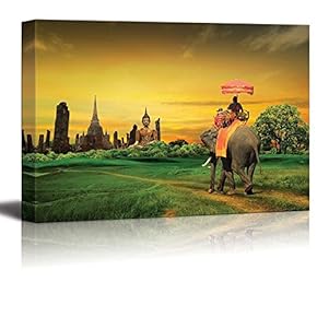 Canvas Prints Wall Art - Sunset Thai Countryside Thailand | Modern Wall Decor/Home Decoration Stretched Gallery Canvas Wrap Giclee Print. Ready to Hang - 12" x 18"