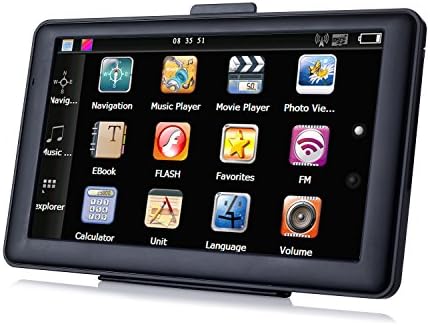 HTQ GPS Navigator 7 Inch TFT LCD Touch Screen Preloaded Maps Music/Movie Player Multi-language Compatible with Window XP (Black)