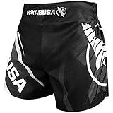 Hayabusa Kickboxing MMA Shorts (Black/White, 32)