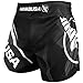 Hayabusa Kickboxing MMA Shorts (Black/White, 32)
