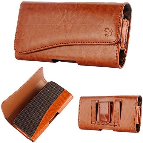 Samsung Galaxy S8+ Plus, S9+ Plus, Note 3, Note 4, Note 5, Note 8, Note Edge Case; Synthetic Leather Pouch Phone Holder Cover w/ Belt Clip Holster and Loops (Brown#2 Size: 6.5" x 3.5" inches)
