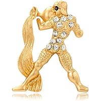 vmcoatdu 12 Constellations Pin Inlaid Rhinestone Brooch Metal Revivalism Style Souvenir Badge for Hat Clothes Backpack