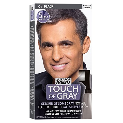 Just For Men Touch of Gray, Mens Hair Color Kit with Comb Applicator for Easy Application, Great for a Salt and Pepper Look - Black, T-55, Pack of 1