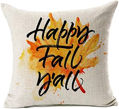 Happy Fall Y'all Leaf Throw Pillow Case Cushion Cover Decorative 18" x 18"