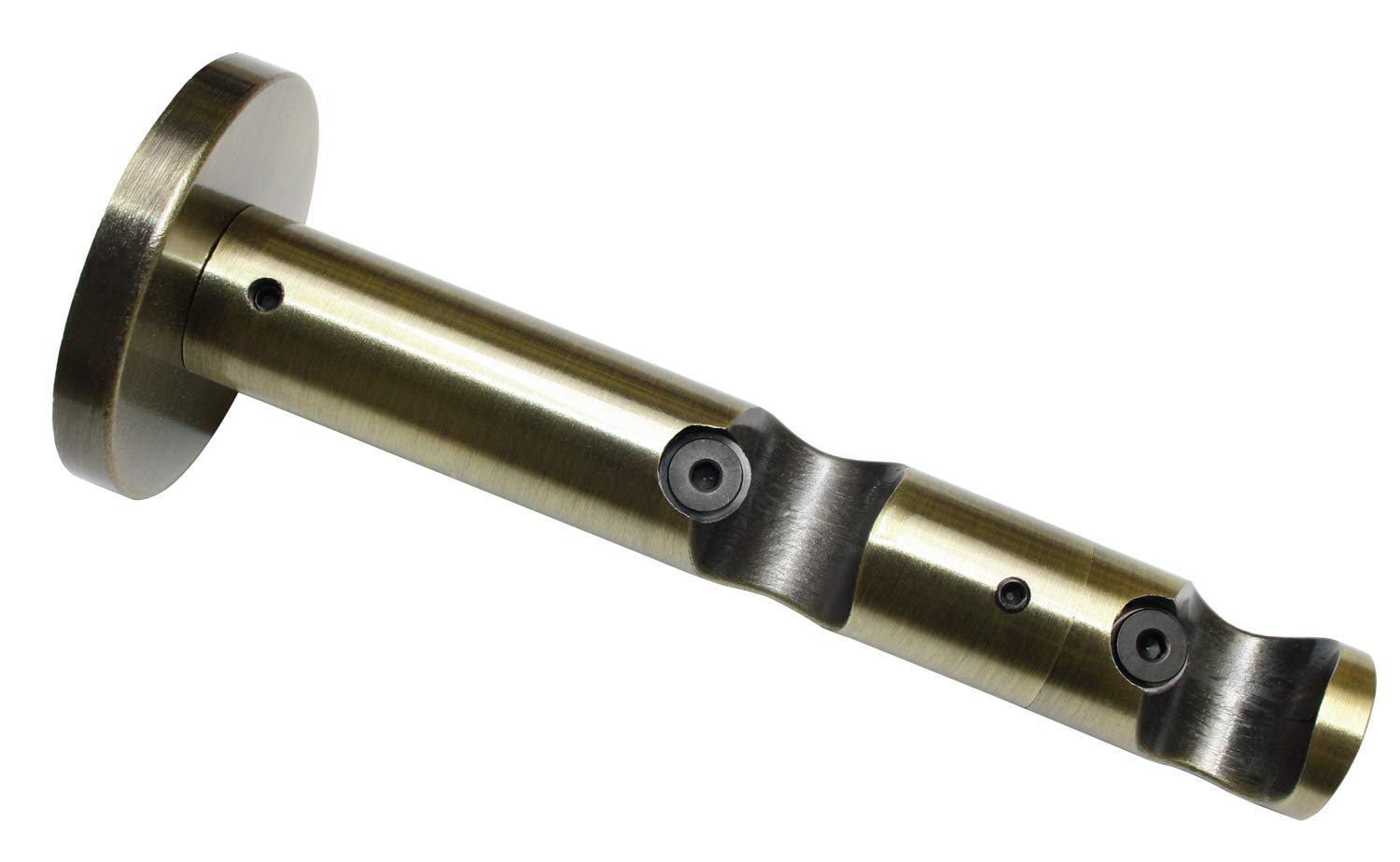 Gardinia Memphis Series Double Combination Bracket with Metal Mounting Plate for Curtain Rods, 2-Track Open, All Mounting Parts Included, Diameter 16 mm, Metal, Antique Brass