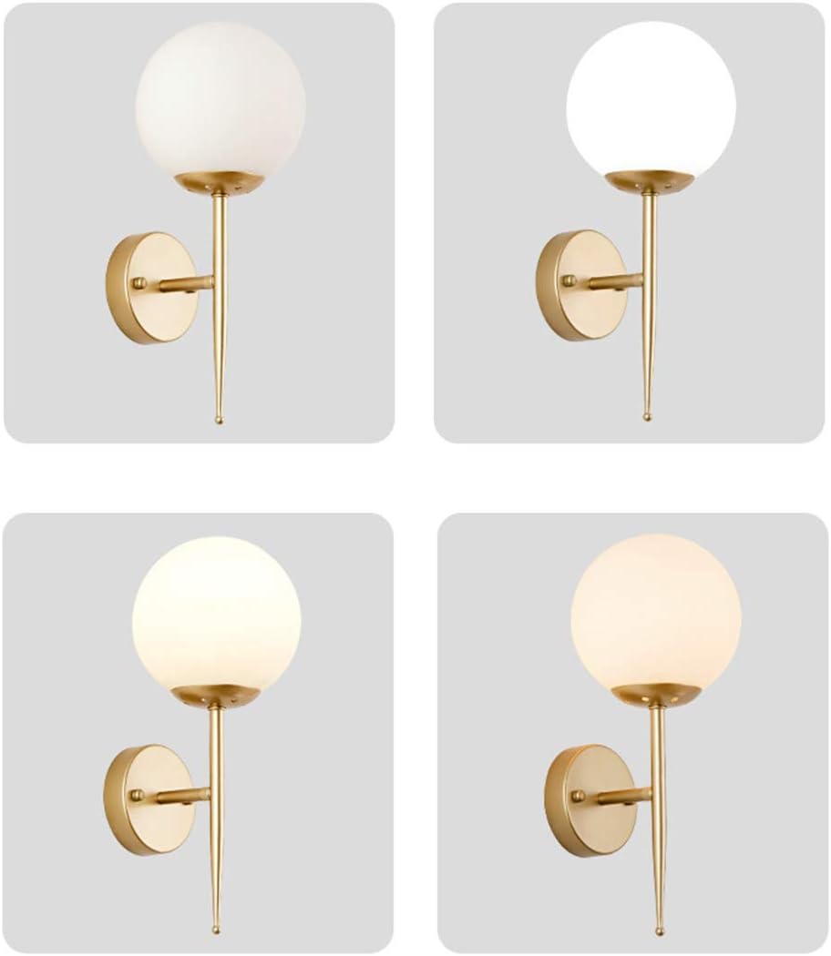 BOKT Mid Centry Bedroom Sconces Modern Wall Lighting Golden Wall Sconce Lighting Fixtures, E26 Based (White Shade, 1 Pack) - - 