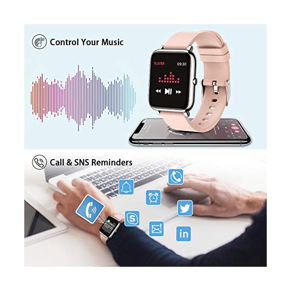 Popglory Smart Watch, 1.4'' HD Fitness Tracker with Blood Pressure, Heart Rate & Blood Oxygen Monitor, Smartwatch, Step…