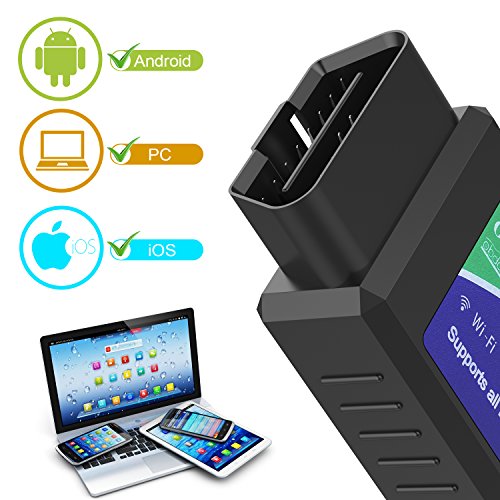 obdator Car WiFi OBD2 Scanner OBDII Scan Code Reader Adapter Check Engine Light Diagnostic Tool iOS & Android Work App in CarDoc, OBD DashCommand, Torque