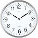 HITO Silent Wall Clock Non Ticking 10 inch Excellent Accurate Sweep Movement Glass Cover, Modern Decorative for Kitchen, Living Room, Bathroom, Bedroom, Office, Classroom (Chrome)