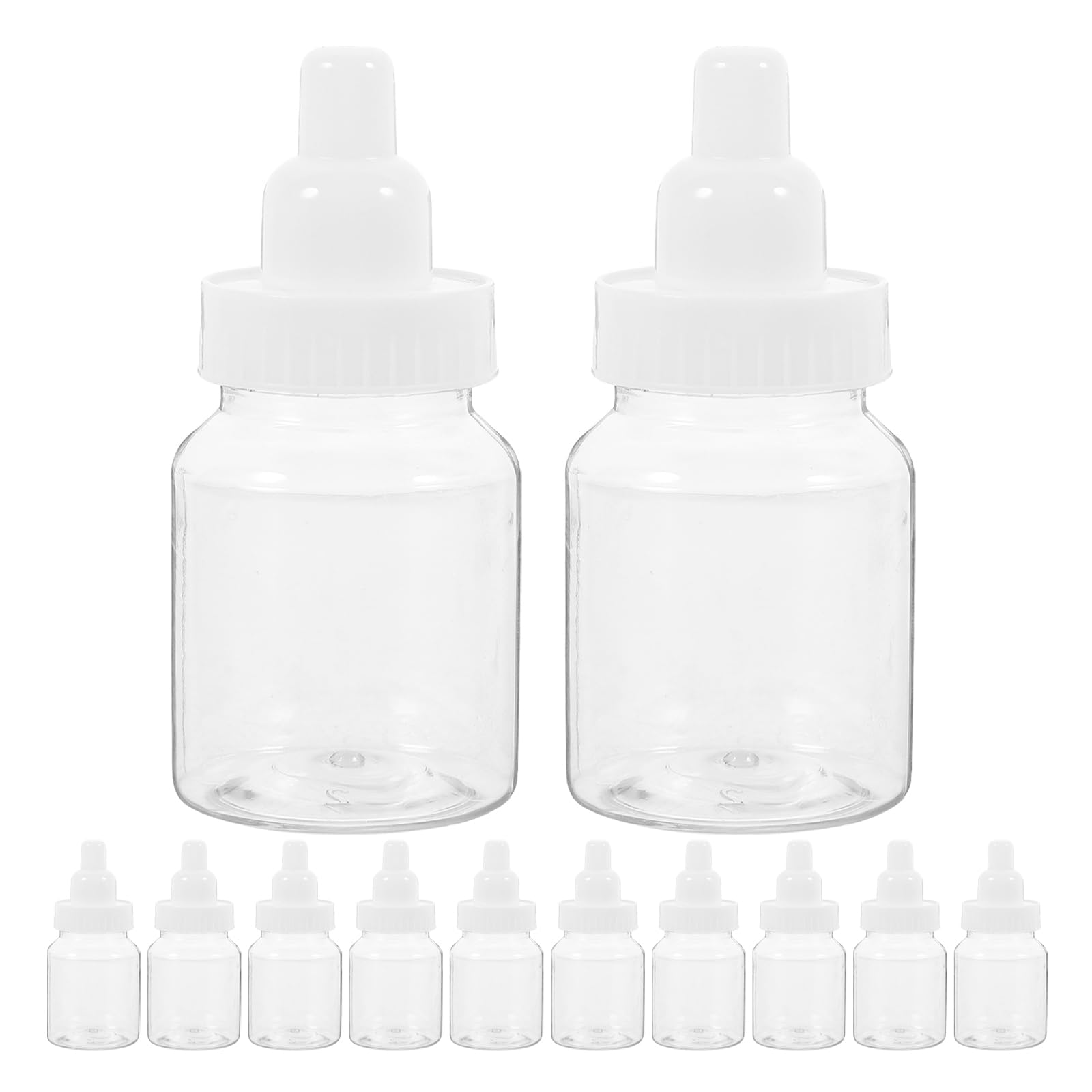 Ciieeo Mini Baby Bottles, 12pcs Baby Bottle Shower Favor Mini Plastic Candy Bottle Milk Bottle Feeding Bottle Piggy Bank Treat Box for Baby Shower Favor Gift Decor