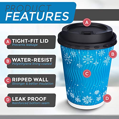 Coffee Cups with Lids 12 oz Extra Thick insulated disposable coffee cups EcoFriendly and
