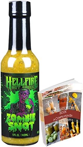 Zombie Snot Hellfire Hot Sauce 5oz Mild w/ Jalapeno Serrano Trinidad &amp; Moruga Scorpions Peppers Granny Smith Apples | All Natural Individually Boxed w/ Free Hot Sauce Recipe Ebook (Zombie Snot, 5oz)