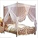 Nattey 4 Corners Canopy Bed Curtains Canopy Bed Netting Canopies For Girls Princess Adults Bed (King, White)