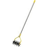 Rotary Cultivator, 51-Inch Adjustable Hand Tiller for Soil Loosening | 4 star-shaped rotary wheels loosen compacted soil for garden beds, plant rows, lawn reseeding, aerating and soil mixing.