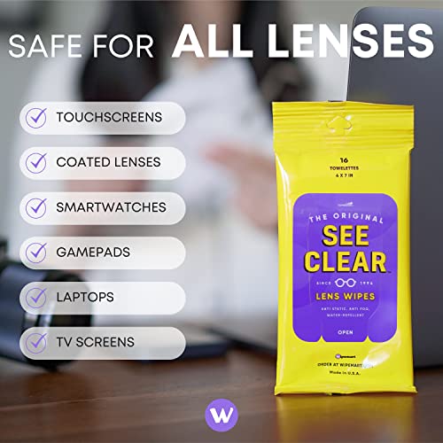 See Clear Original Lens Cleaning Wipes PreMoistened Eyeglass