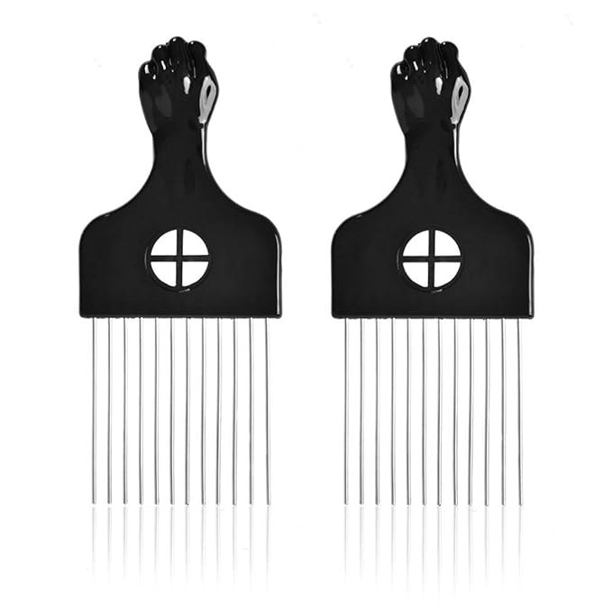 2 Pack Hair Picks for Curly Hair Afro Pick Metal Comb