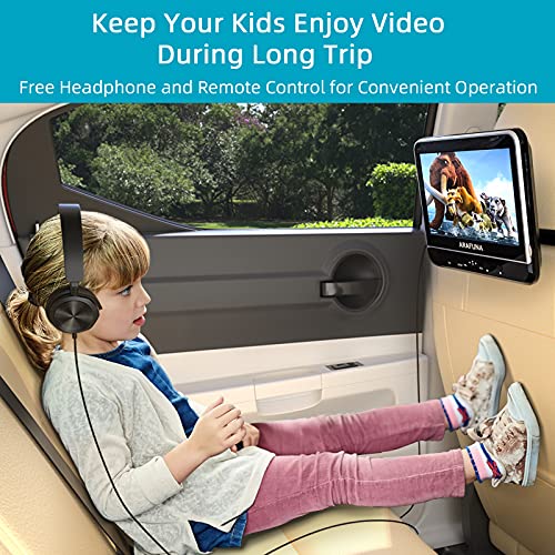 Dual Car DVD Player with Headrest Mount, ARAFUNA Two Headrest DVD Player with 2 Headphones