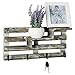 MyGift Wall-Mounted Rustic Torched Wood 3-Tier Staggered Display Shelves and 4 Key Hooks