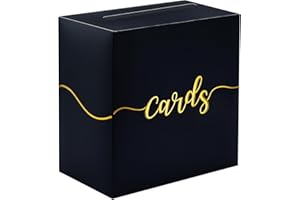 SietDESEO Card Box for Party Black Card Box with Gold Foil Design Money Card Box Gift Card Box Holder for Wedding Reception Retirement Graduation Baby Shower Birthday Card Box