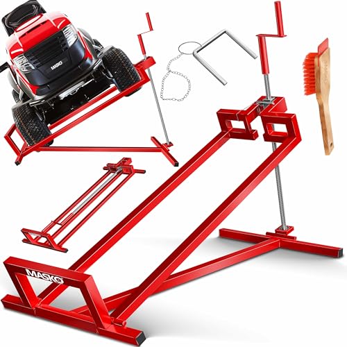 MASKO® XXL Rasentraktorheber 450 kg Hebevorrichtung Hebebühne Aufsitzmäher – Rasentraktor Heber, 45° verstellbar, universal Reinigungshilfe mit Zubehö