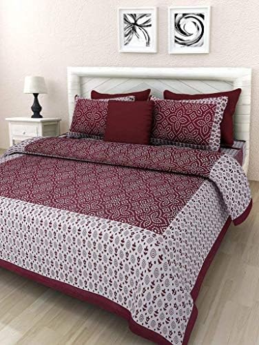 Shop Jaipuri 100% Cotton 144 TC 1 Double Bedsheet with 2 Pillow Covers
