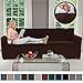 Gorilla Grip Original Fitted Velvet 1 Piece X-Large Oversized Sofa Protector, Seat Width up to 78 Inch, Stretch Furniture Slipcover, Fastener Straps, Spandex Couch Slip Cover for Dog, Sofa, Chocolate