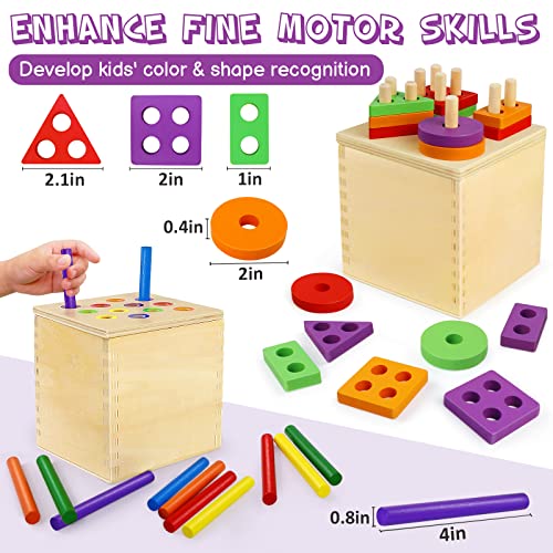 Montessori Toys for 1 2 Year Old, 5 in 1 Wooden Play Kit Includes
