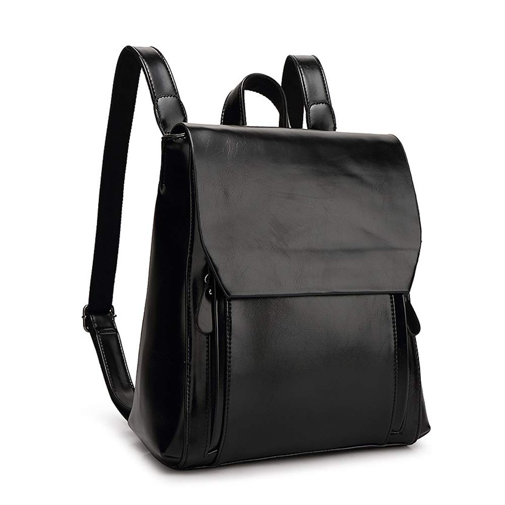 Card Boy Vintage Magnetic Snap Backpack Women Backpack Leather School College Bag Shoulder Bag