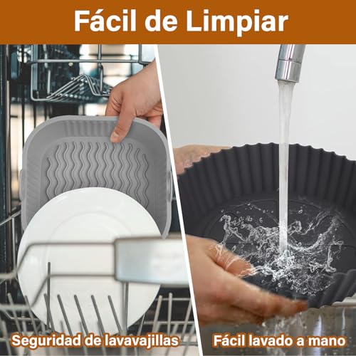 GALASALA Silicona para Freidora de Aire, 14Pcs Moldes para Freidora de Aire, que Incluye 4Pcs Air Fryer Silicon y Guantes, Pinzas, Brocha de Aceite, Accesorios Air Fryer Reutilizable Antiadherente